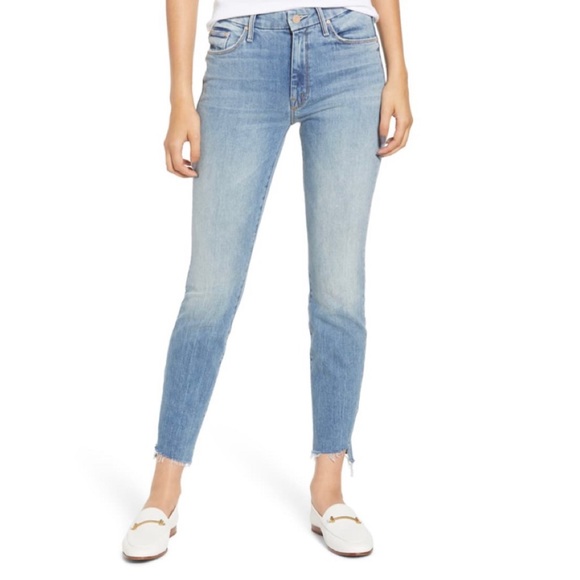 mother the looker ankle step fray jeans